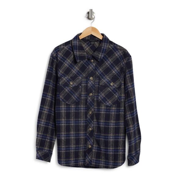 NORDSTROM SANCTUARY 🆕 Blue Plaid Shacket | Oversized Flannel Jacket - Picture 2 of 2